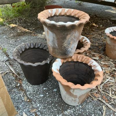 Ruffle Edge Clay Pots Lot Of 4 #4