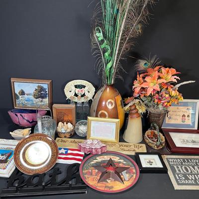 Large Lot of Home Décor – Rustic, Inspirational, and Coastal Accents  