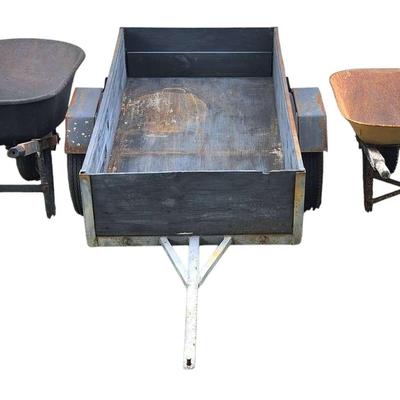 5‘ X 3 ‘ Steel Framed Utility Trailer w/ Two Wheel Barrels