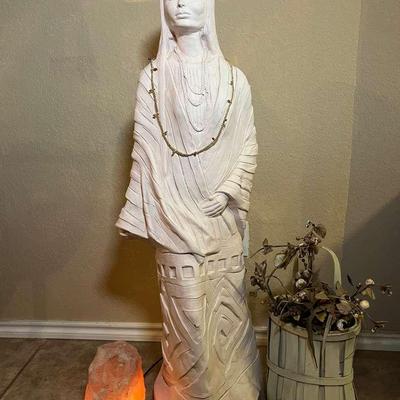  Ceramic Sculpture – Standing Woman (Bisque, 42” Tall) & Himalayan Salt Lamp