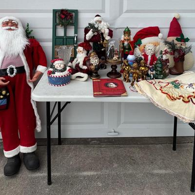 Deck Your Halls...Large Santa, Handmade Tree Skirt...Other Christmas Treasures