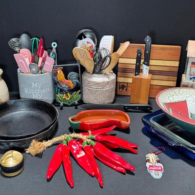 Kitchen Bundle, Cast Iron, Pyrex & Original Hand Written Recipes!