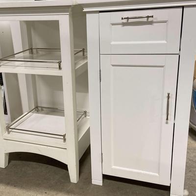 2 Small White Bathroom Cabinets