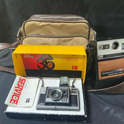 Vintage Kodak X35 And Colorburst 100 Cameras And Bag