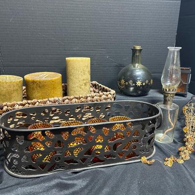Candle Pillars And Ambr Tealight Votives With Spanish Vase And Matching Decor