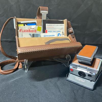 Vintage Polaroid SX-70 Land Camera With Leather Case And Accessories