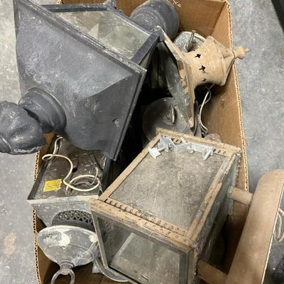 Set of Outdoor Metal Light Fixtures For Repair