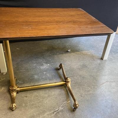 Vintage Brass And Wood Adjustable Bedside Table