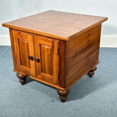 ROMWEBER WOOD SIDE TABLE | Romweber furniture carved wood side table with 2 shelf cabinet oo. - h. 24 x w. 26 x d. 26 in