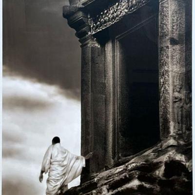 JOHN MCDERMOTT PHOTOGRAPH | Monk in the Wind - Angkor Wat, Cambodia 2001 Archival pigment ink print h. 46 x 31 in. Sight Signed &...