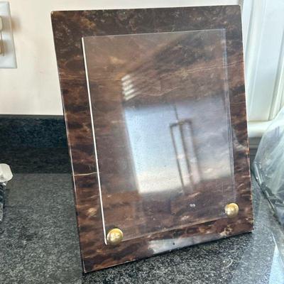 SAKS FIFTH AVE STONE FRAME | Hand-carved alabaster frame - h. 11 x w. 9.5 x d. 6 in