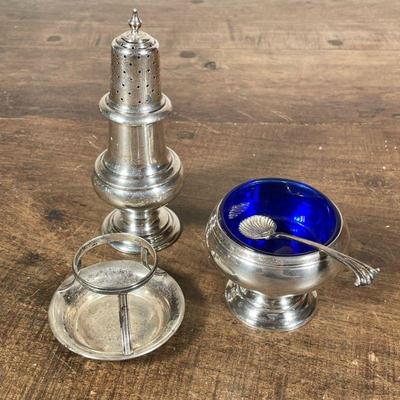 (4pc) STERLING SILVER ITEMS | Including: incense holder marked on bottom “Sterling”, candleholder marked on bottom “Danish Metalcraft /...