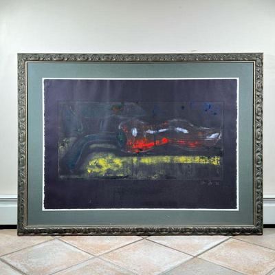 AARON FINK MONOPRINT |Hot Pepper 30 x 44 in sight Monoprint lithograph Signed & Dated lower right - 42 x w. 56.5 x d. 2 in
