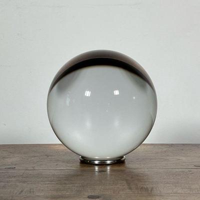 LARGE BACCARAT "SIRIUS BALL" CRYSTAL BALL | Heavy crystal globe on chrome ring, shows beautifully Dimensions: h. 6.25 x w. 5.5 in
