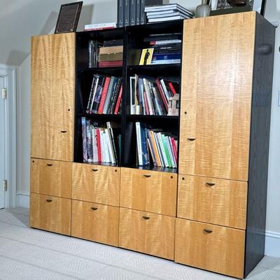 DAVIS 4 PCS BOOKSHELF / FILING CABINET | David furniture 4 pieces bookshelf filing cabinet with 6 open shelves, 2 closed shelves, and 8...