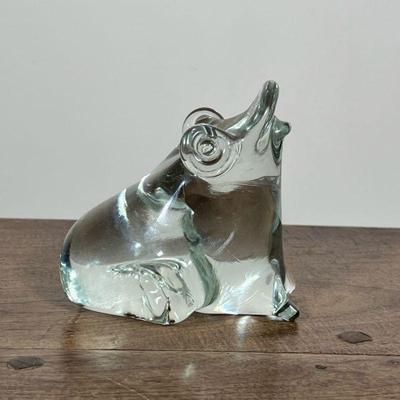 GLASS FROG PAPERWEIGHT | Glass frog-form paperweight - h. 4 x w. 4 x l. 4 in
