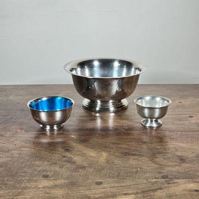 (3pc) ONEIDA & OTHER BOWLS | Including: Empire Pewter bowl, Oneida Silversmiths silver plate bowl, and large Newburyport silver plate...