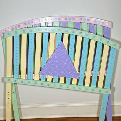 PAIR SIGNED PASTEL HEADBOARDS | Pair of “Lisao” signed & dated colorful pastel headboard s Dimensions: h. 45 x w. 42 in.