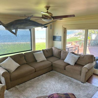 SAFAVIEH SECTIONAL SOFA | Safavieh 2-piece section L-shaped sofa, *shark not included! Dimensions: h. 32 x w. 100 x l. 120 x d. 40 in
