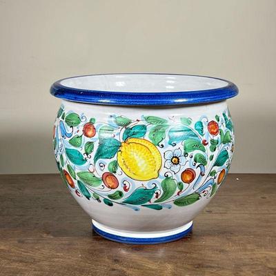 DERUTA POTTERY PLANTER | Colorful deruta pottery planter- h. 11.5 x dia. 14 in
