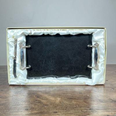 NIB LORD & TAYLOR STONE CHEESE PLATTER | Dark stone cheese platter with silver plate handles Dimensions: w. 9 x l. 13 in