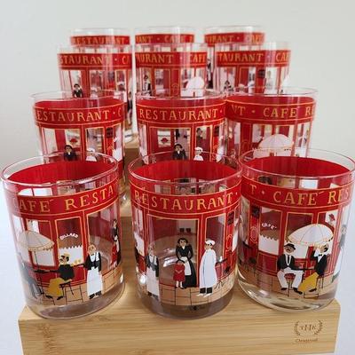 12 Vintage Cera Cafe Josef Waiter Lowball Cocktail Glasses French Barware