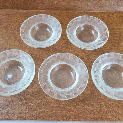 Lalique crystal bird bowls signed