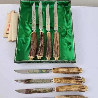 Anton Wingen Jr Solingen Germany Antler Stag Handle Knives