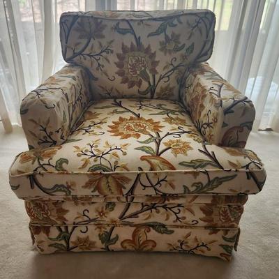 Floral embroidery upholstered chair