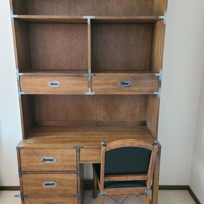 Desk with top hutch and chair