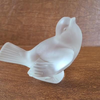 Lalique frosted crystal bird signed