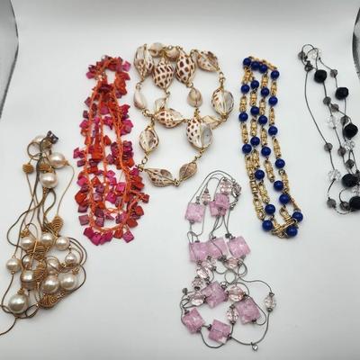 Bead and chain necklaces