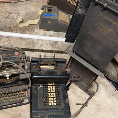Vintage Typewriter & Adding Machine With Stand
