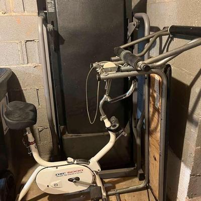 Space Saver Pro-Form Treadmill, DXC 5000 Duel Action Cycle & Workout Bench