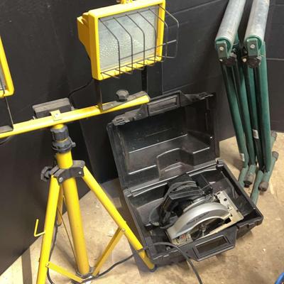 Circular Saw, Jack Stands & Work Light