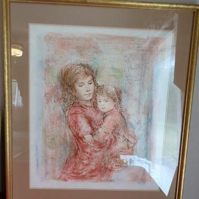Framed Edna Hibel Mother & Child Signed & Numbered Print