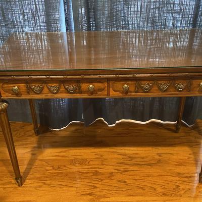 Wood Desk #3 With Glass Top