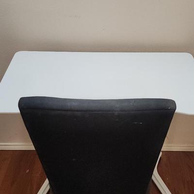 Metal Desk And Rolling Tall Back Chair