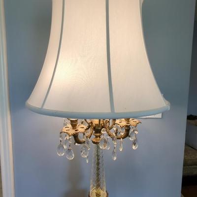 Neoclassical Style Lamp W/ Glass, Brass & Marble Details