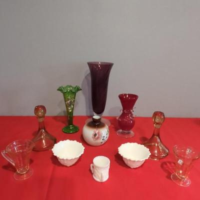 Collection Of Vintage Colored Glass