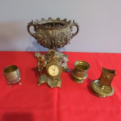 Art Nouveau Style Cherub Brass Clock & More Brass & Metal Decor