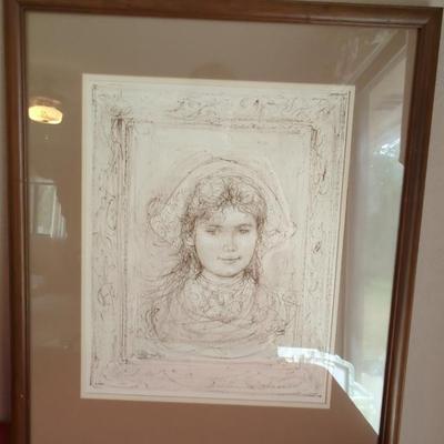 Framed Edna Hibel Dutch Girl Signed & Numbered Print