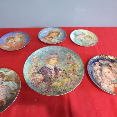Edna Hibel & Reco Collection Of Decorative Plates Lot Of 6