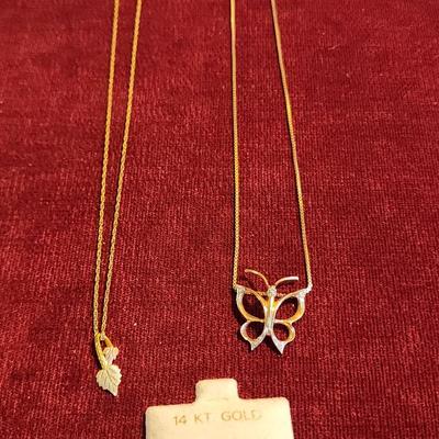 Gold Necklaces and 14k Gold Earrings 