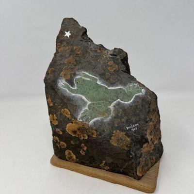37 paulson1969paintedstonefrogsculpturemeteoriteart