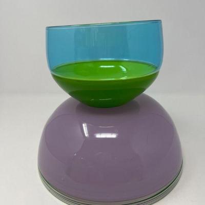 63 twocoloredartistglassbowls