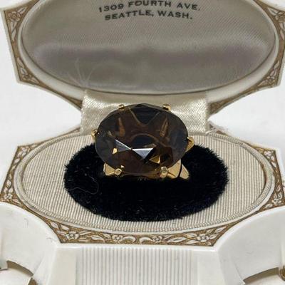 Vendome Topaz Statement Ring – Adjustable 1960s Cocktail Jewelry