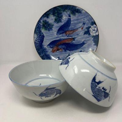 46 asiankoifishplate bowlsetjapan&china