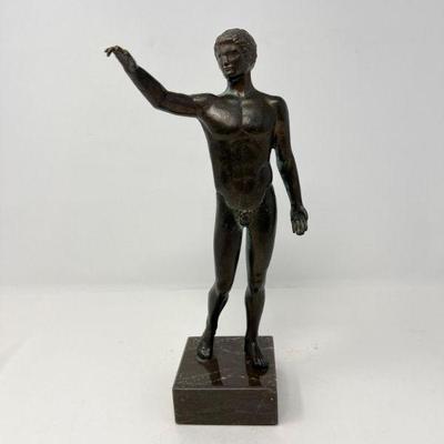 26 bronzemalefiguresculptureonmarblebase