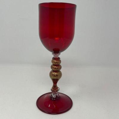88 redcrystalgoldgiltstemmedmuranoglassgoblet